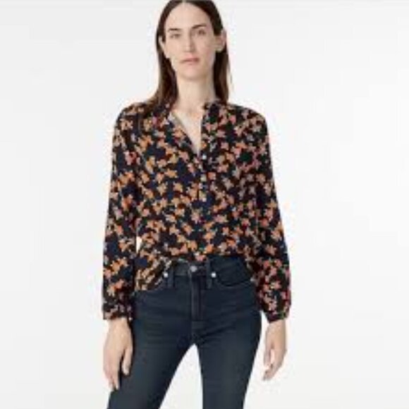 🌸 J. Crew Popover Top – Poppy Fields Print - L 🌸 - 0049 - Picture 2 of 5